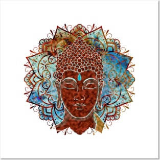 Face of Buddha Mandala in Red Posters and Art